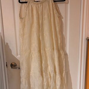 Elegant Cream Sleeveless Dress